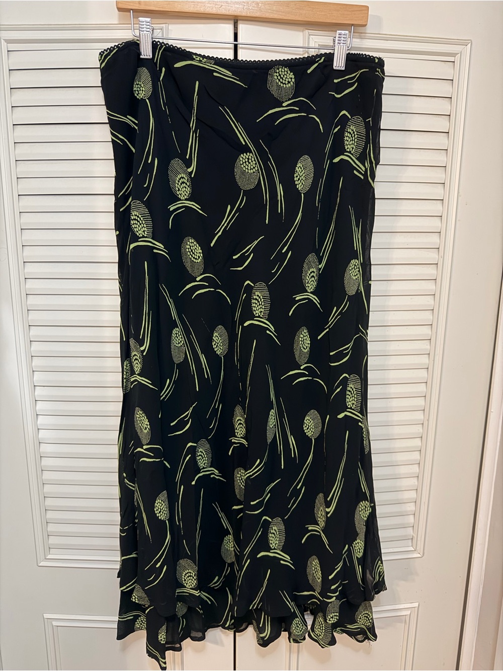 Style & Co., Vintage-Inspired Black & Lime Green Maxi Skirt in XL